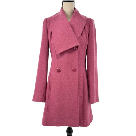 Edina Ronay London Wool Blend Double Breasted Coat Pink US 6 - Picture 16 of 16